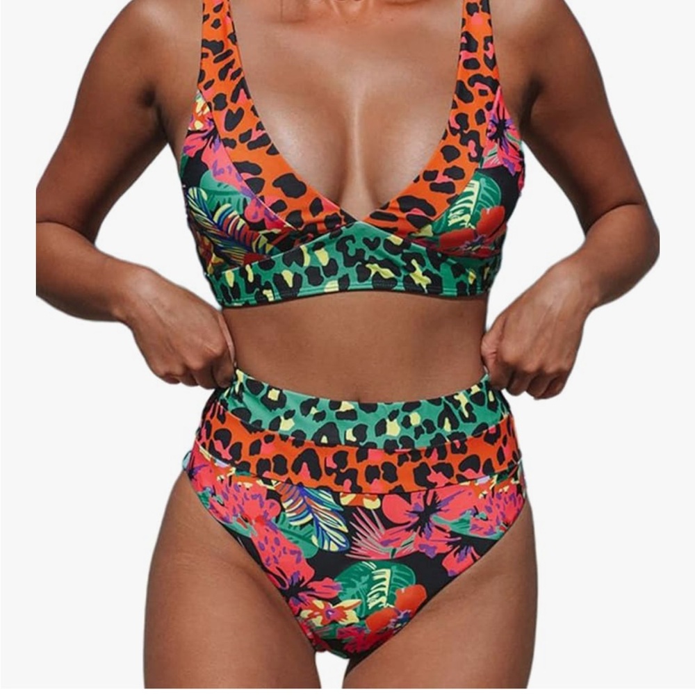 Tropical Leopard Print Bikini Set